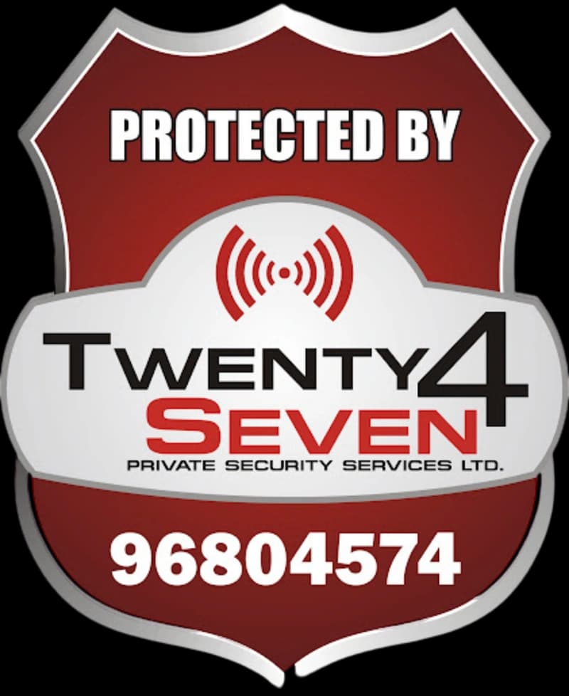 The 247 Security shield sign mounted at protected properties across Cyprus