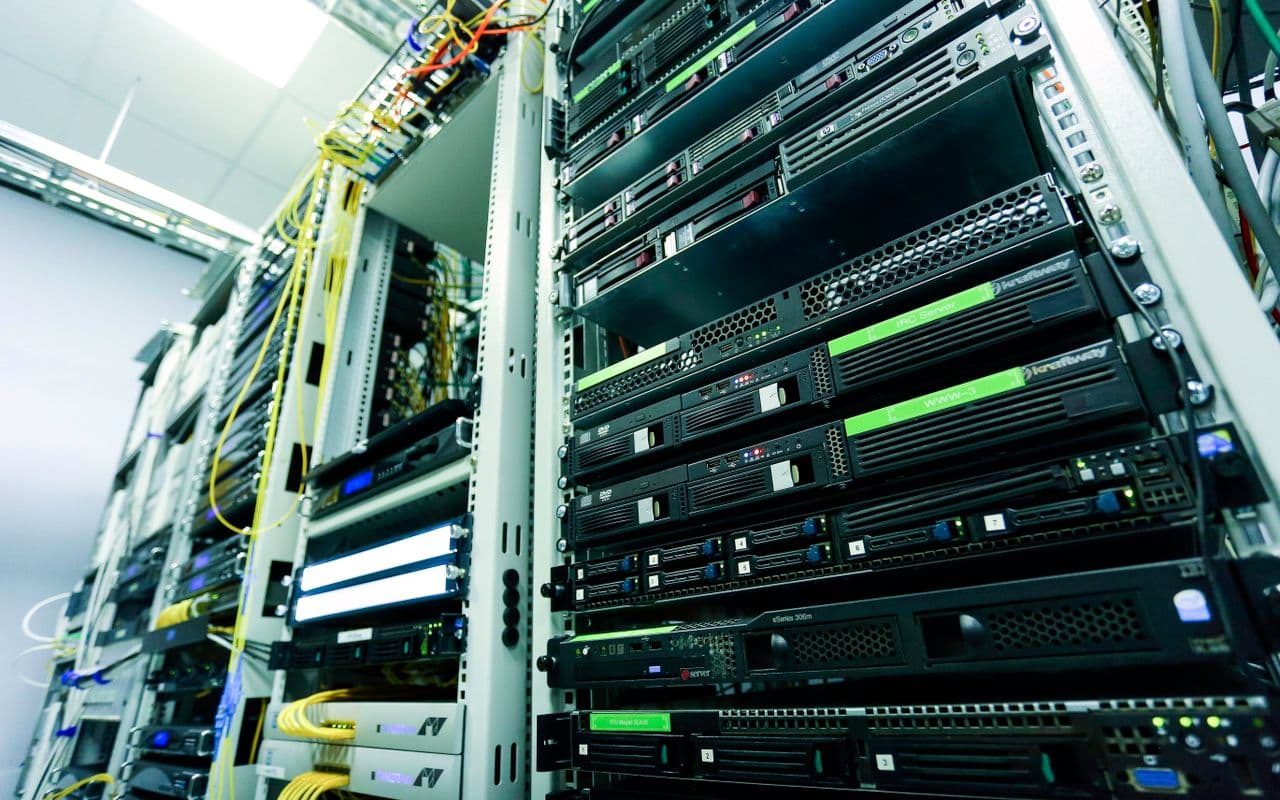 Rack of network video recorders logging alarm and CCTV signals at the monitoring centre