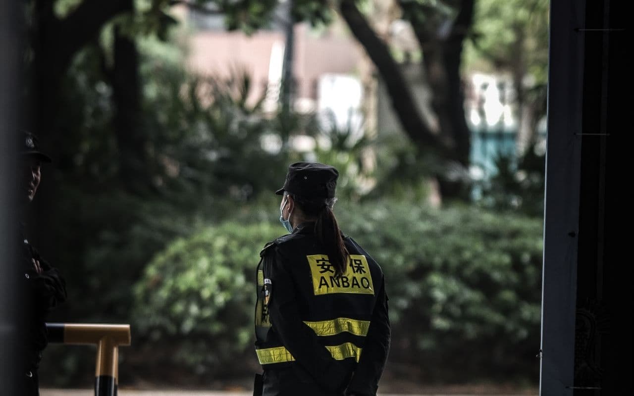 Licensed uniformed security guard on patrol in Paphos, Cyprus