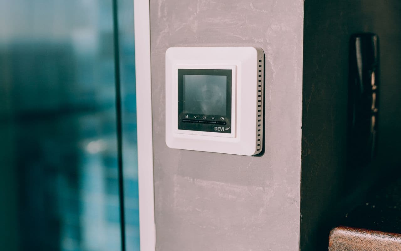 Smart-home touchscreen panel controlling a burglar alarm in a Paphos home